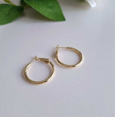 14 AYAR ALTIN RENGİ XUPİNG HALKA KÜPE