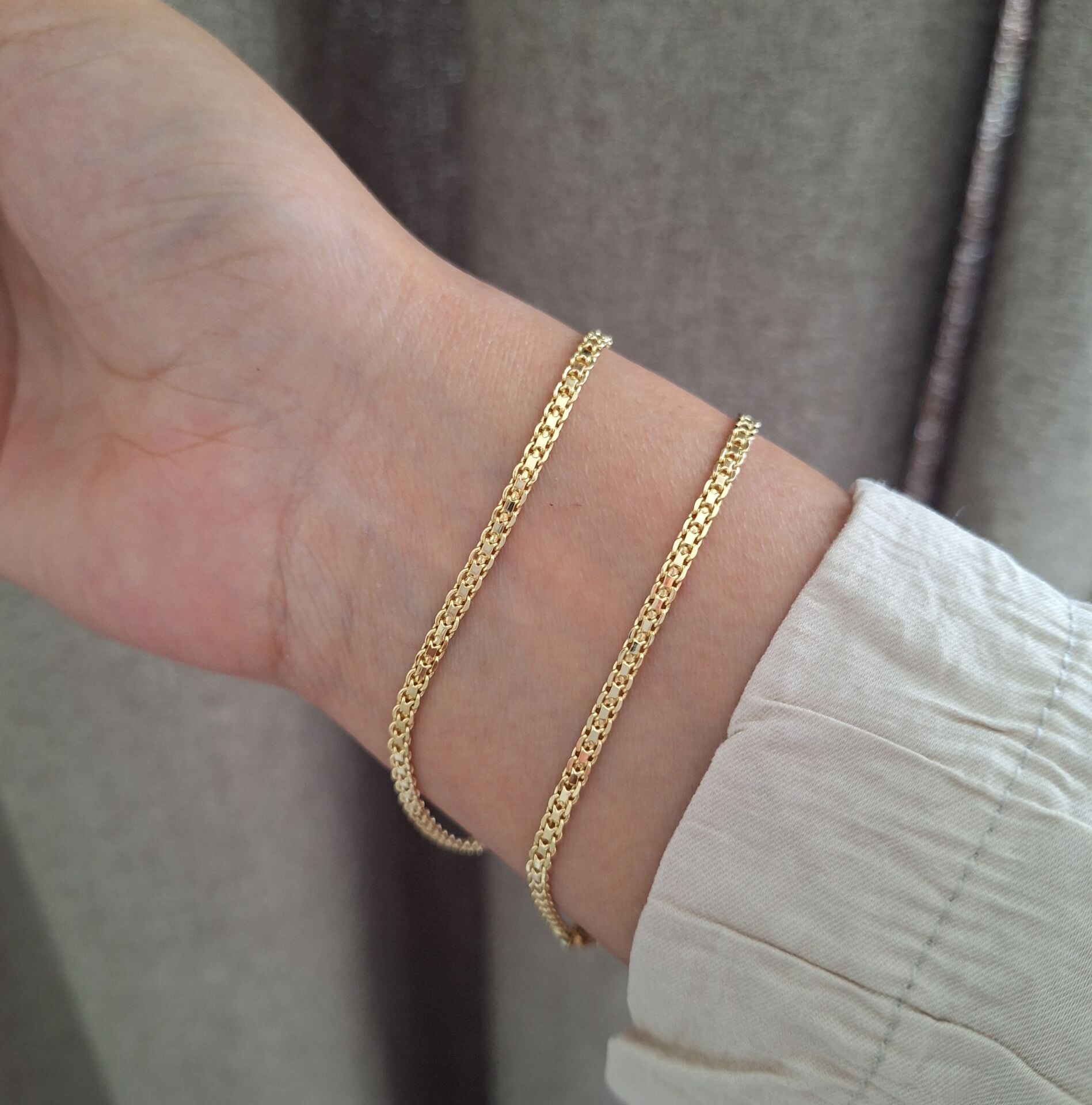 İNCE  TAŞSIZ XUPİNG BİLEKLİK 14 AYAR ALTIN RENGİ