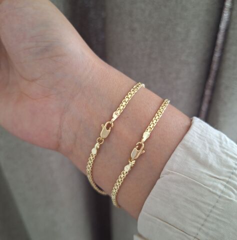 İNCE  TAŞSIZ XUPİNG BİLEKLİK 14 AYAR ALTIN RENGİ