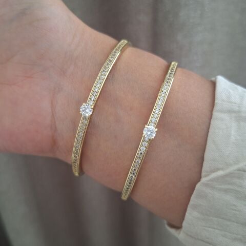 14 AYAR ALTIN RENGİ XUPİNG TAŞLI KELEPÇE