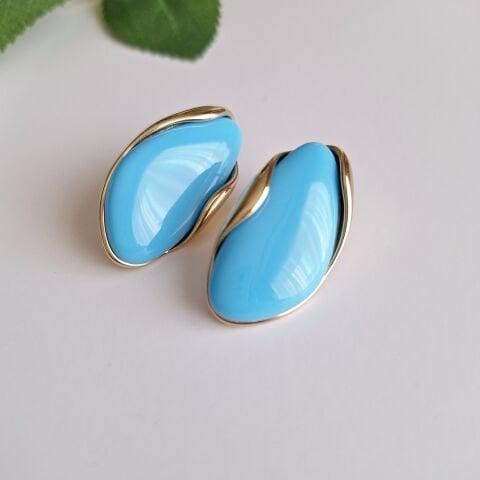 GOLD MAVİ BÜYÜK BOY ÇELİK KÜPE