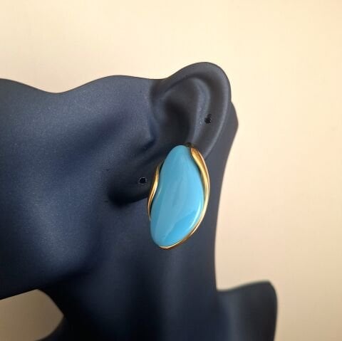 GOLD MAVİ BÜYÜK BOY ÇELİK KÜPE