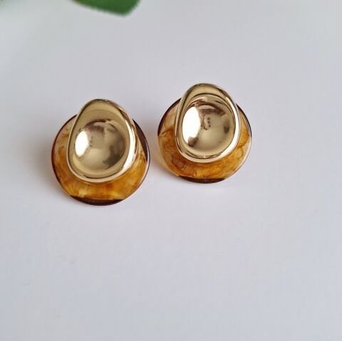GOLD KAHVE ÇELİK KÜPE