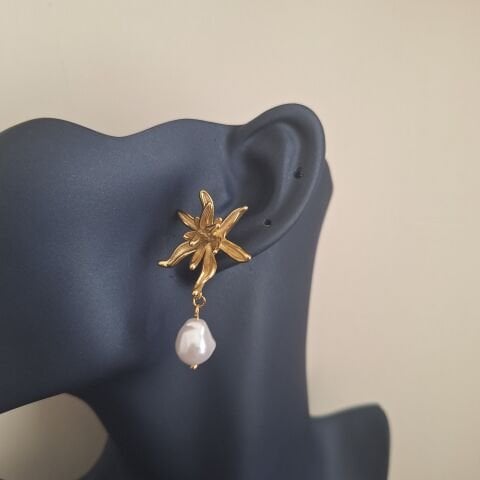 GOLD RENK ÇELİK KÜPE BÜYÜK BOY