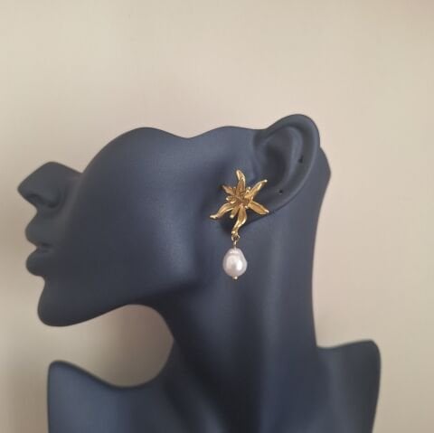 GOLD RENK ÇELİK KÜPE BÜYÜK BOY