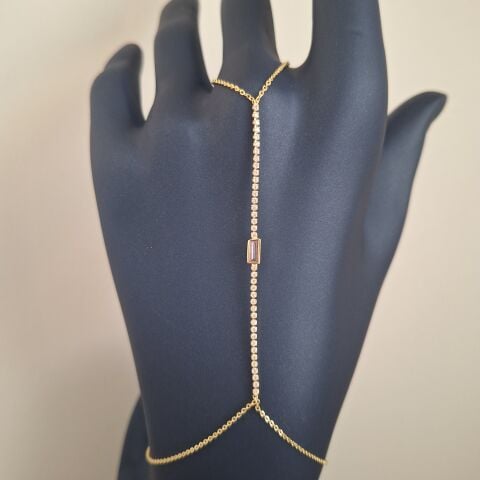 GOLD RENK SUYOLU ŞAHMERAN PEMBE TAŞLI