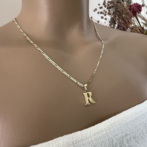 XUPING TAŞSIZ HARF KOLYE (R)14 AYAR GÖRÜNÜMLÜ