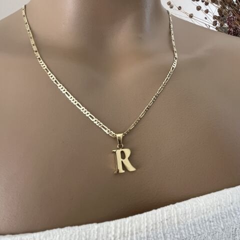 XUPING TAŞSIZ HARF KOLYE (R)14 AYAR GÖRÜNÜMLÜ