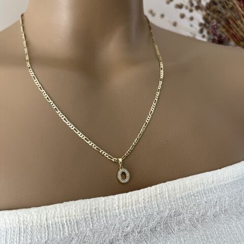 XUPING TAŞLI HARF KOLYE (O)14 AYAR GÖRÜNÜMLÜ