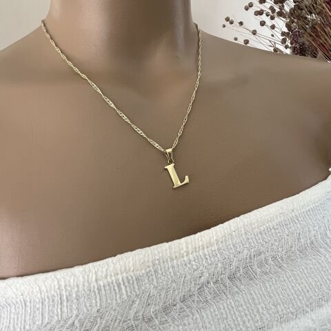 XUPING TAŞSIZ HARF KOLYE (L)14 AYAR GÖRÜNÜMLÜ