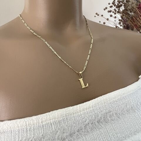 XUPING TAŞSIZ HARF KOLYE (L)14 AYAR GÖRÜNÜMLÜ