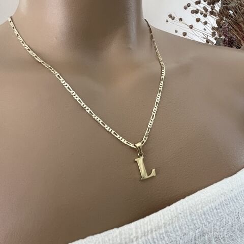 XUPING TAŞSIZ HARF KOLYE (L)14 AYAR GÖRÜNÜMLÜ