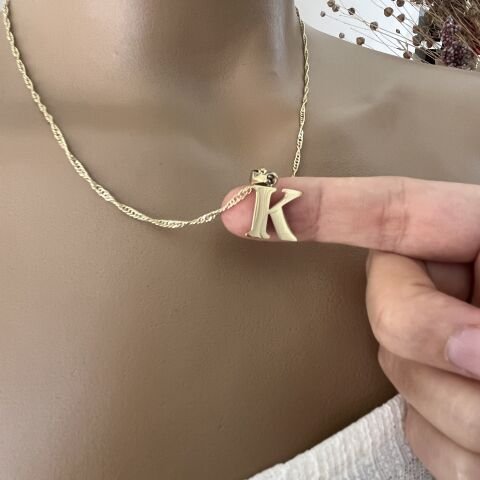 XUPING TAŞSIZ HARF KOLYE (K)14 AYAR GÖRÜNÜMLÜ