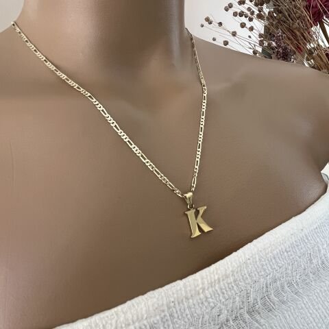 XUPING TAŞSIZ HARF KOLYE (K)14 AYAR GÖRÜNÜMLÜ