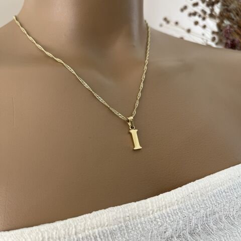 XUPING TAŞSIZ HARF KOLYE (I) 14 AYAR GÖRÜNÜMLÜ