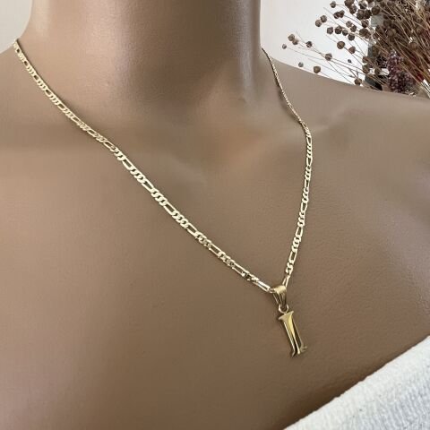 XUPING TAŞSIZ HARF KOLYE (I) 14 AYAR GÖRÜNÜMLÜ