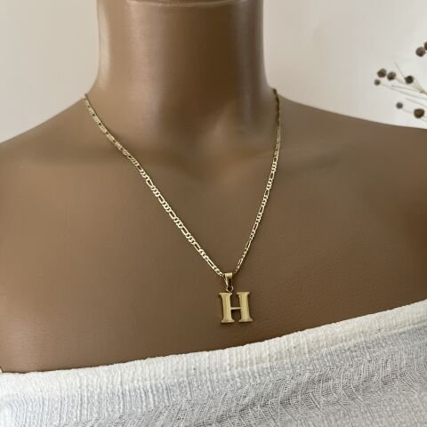 XUPING TAŞSIZ HARF KOLYE (H) 14 AYAR GÖRÜNÜMLÜ