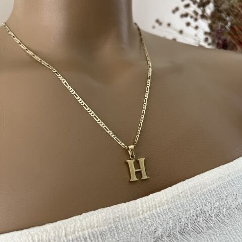 XUPING TAŞSIZ HARF KOLYE (H) 14 AYAR GÖRÜNÜMLÜ