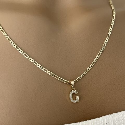 XUPING TAŞLI HARF KOLYE (G) 14 AYAR GÖRÜNÜMLÜ