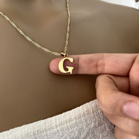 XUPING TAŞSIZ HARF KOLYE (G) 14 AYAR GÖRÜNÜMLÜ