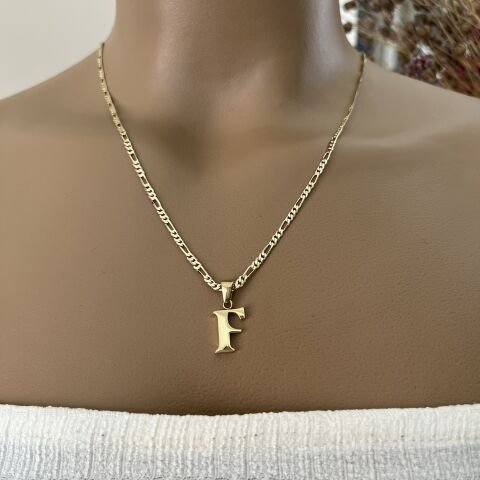 XUPING TAŞSIZ HARF KOLYE (F) 14 AYAR GÖRÜNÜMLÜ