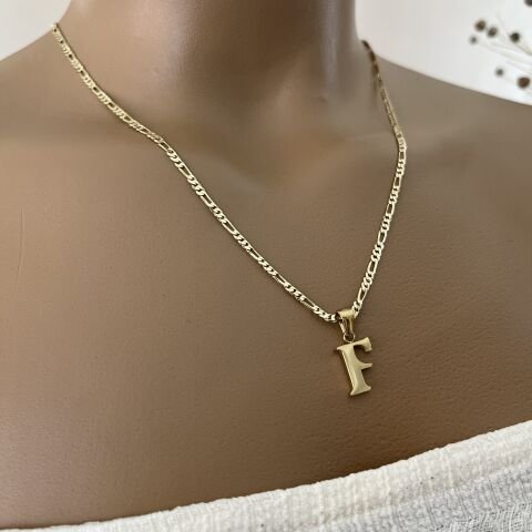 XUPING TAŞSIZ HARF KOLYE (F) 14 AYAR GÖRÜNÜMLÜ