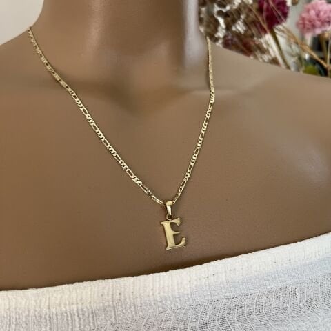 XUPING TAŞSIZ HARF KOLYE (E) 14 AYAR GÖRÜNÜMLÜ