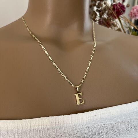 XUPING TAŞSIZ HARF KOLYE (E) 14 AYAR GÖRÜNÜMLÜ