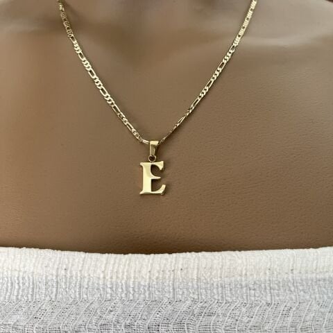 XUPING TAŞSIZ HARF KOLYE (E) 14 AYAR GÖRÜNÜMLÜ