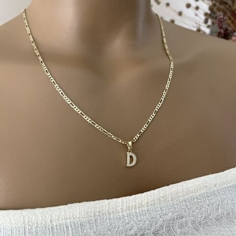 XUPING TAŞLI HARF KOLYE (D) 14 AYAR GÖRÜNÜMLÜ