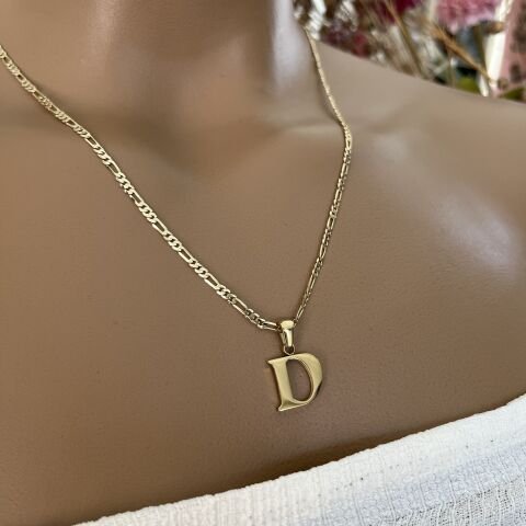 XUPING TAŞSIZ HARF KOLYE (D)14 AYAR GÖRÜNÜMLÜ