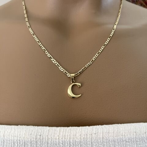 XUPING TAŞSIZ HARF KOLYE (C)14 AYAR GÖRÜNÜMLÜ