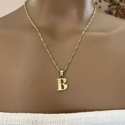 XUPING TAŞSIZ HARF KOLYE (B)14 AYAR GÖRÜNÜMLÜ