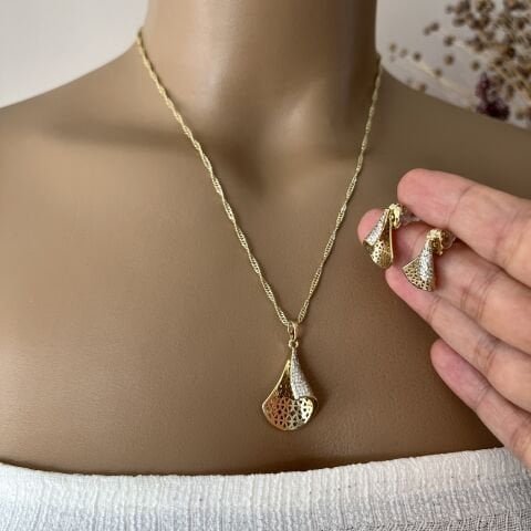 XUPING KOLYE-KÜPE SET 14 AYAR KAPLAMA