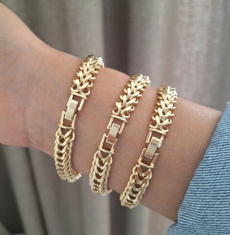 14 AYAR ALTIN RENGİ TAŞSIZ XUPİNG BİLEKLİK