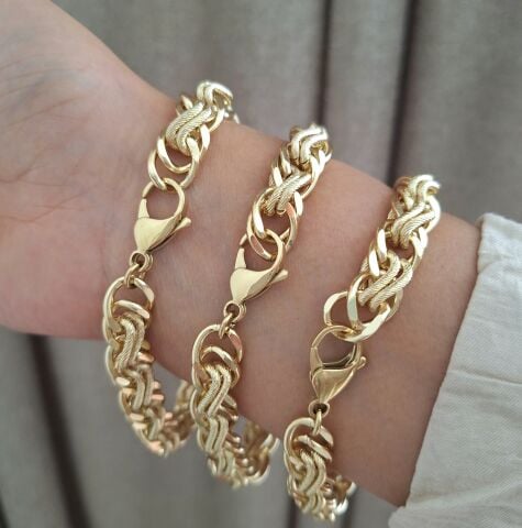 14 AYAR ALTIN RENGİ TAŞSIZ XUPİNG BİLEKLİK