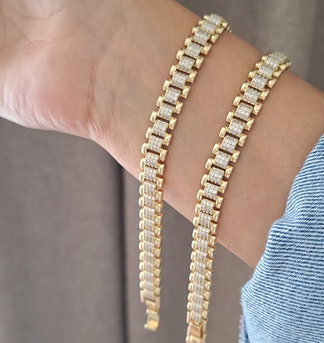 14 K ALTIN RENGİ  TAŞLI XUPİNG BİLEKLİK