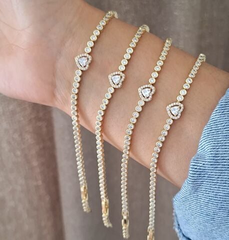 14 K ALTIN RENGİ KALPLİ SUYOLU XUPİNG BİLEKLİK