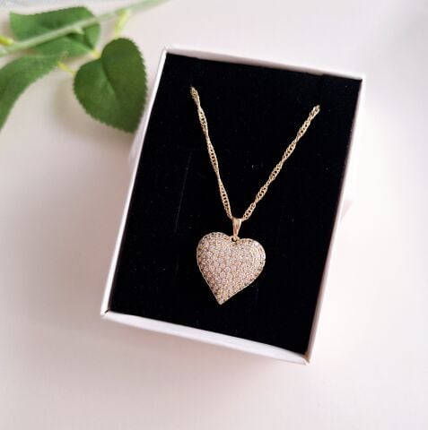 14 K ALTIN RENGİ KALP XUPİNG KOLYE 45 CM