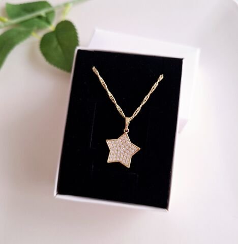 YILDIZ XUPİNG KOLYE 14 K ALTIN RENGİ 45 CM