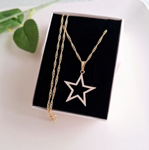 YILDIZ XUPİNG KOLYE 14 K ALTIN RENGİ